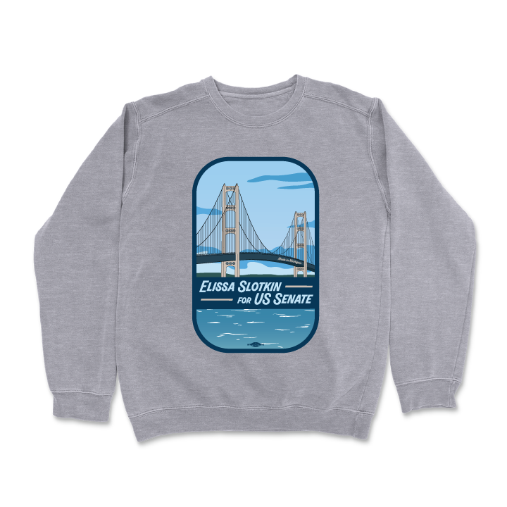 Mackinac Bridge (Dark Ash Crewneck Sweater)